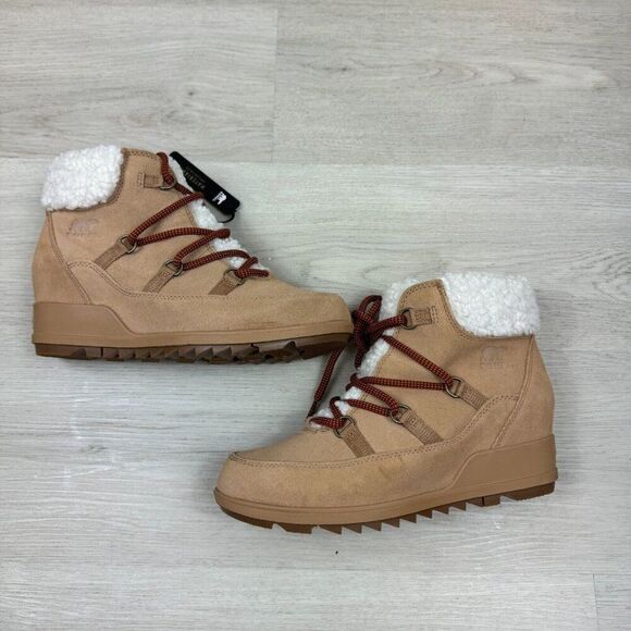 Sorel Evie Cozy Lace Bootie Womens 9.5 Tan Tawny Buff/Wood - Picture 8 of 9